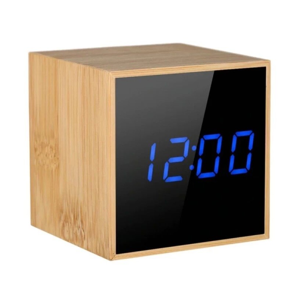 Bambusz boritású programozható digitális ébresztőóra hőmérővel 